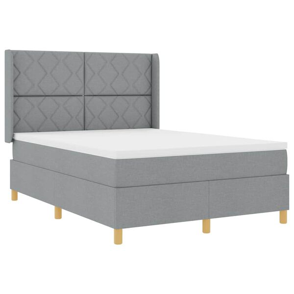 vidaXL Boxspringbett mit LED-Lichtleisten Hellgrau 160 x 200 cm Stoff