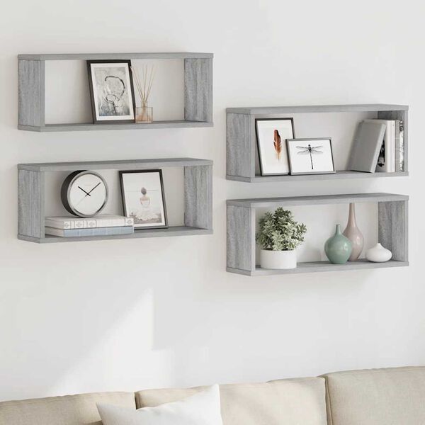 vidaXL W&uuml;rfelregale 4 Stk. Grau Sonoma 60x15x23 cm Holzwerkstoff