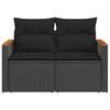 vidaXL Gartensofa mit Kissen 2-Sitzer Schwarz Poly Rattan