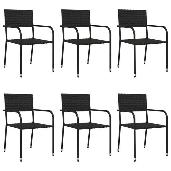 vidaXL 7-tlg. Garten-Essgruppe Schwarz Poly Rattan und Stahl