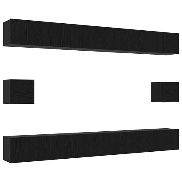 vidaXL TV-Schrankset 8 pcs Schwarz Eichen-Optik Holzwerkstoff