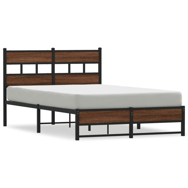 vidaXL Metallbett ohne Matratze Eichen-Optik 120x190 cm
