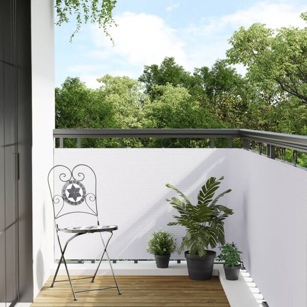 vidaXL Balkon-Sichtschutz Wei&szlig; 1000x100 cm Poly Rattan