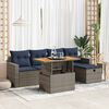 vidaXL 6-tlg. Garten-Sofagarnitur mit Kissen Grau Poly Rattan Akazie