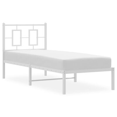 vidaXL Metallbett ohne Matratze mit Kopfteil Weiß 75x190 cm