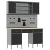 vidaXL Werkbank mit Speicher 10 pcs Schwarz Ingenieure Holz und Stahl