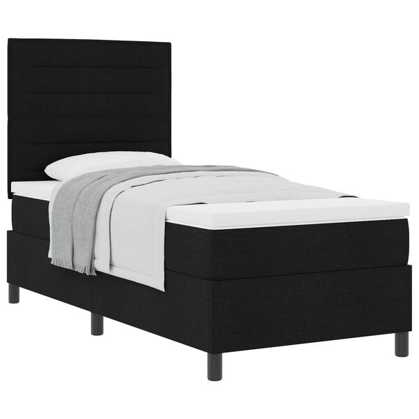 vidaXL Boxspringbett mit Matratze Schwarz 90 x 200 cm Stoff
