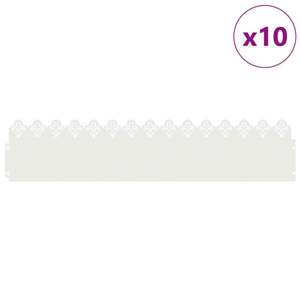 vidaXL Rasenkanten 10 pcs Wei&szlig; 103 x 0,05 x 22 cm Stahl