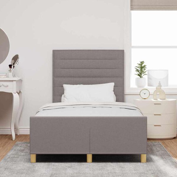 vidaXL Bettgestell mit Kopfteil Taupe 120 x 200 cm Stoff