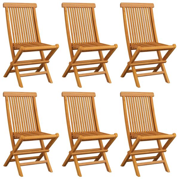 vidaXL Gartenst&uuml;hle mit Hellblauen Kissen 6 Stk. Massivholz Teak