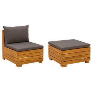 vidaXL Garten-Lounge-Set mit Kissen 2 St&uuml;ck Braun Massivholz Akazie