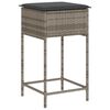 vidaXL 3-tlg. Gartenbar-Set mit Kissen Grau Poly Rattan