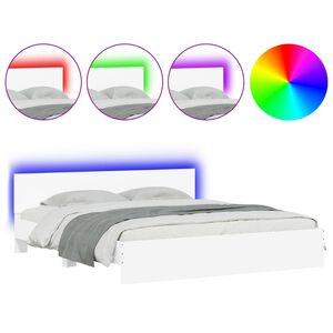 vidaXL Bettgestell mit Kopfteil und LED-Beleuchtung Wei&szlig; 200x200 cm