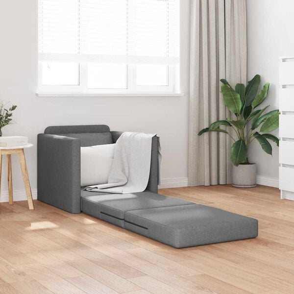 vidaXL Bodensofa mit Schlaffunktion Dunkelgrau 112x174x55 cm Stoff