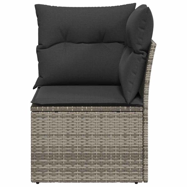vidaXL Garten-Ecksofa mit Kissen Grau Poly Rattan