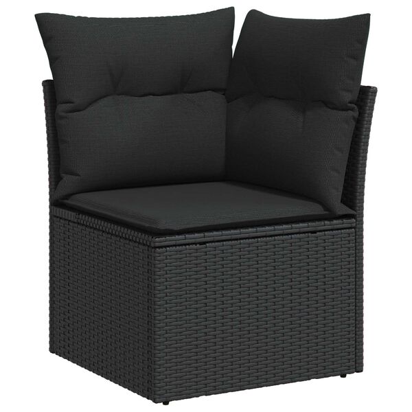vidaXL Garten-Sofa-Set mit Kissen 9 pcs Schwarz Poly Rattan