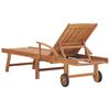 vidaXL Sonnenliegen 2 Stk. Auflagen Graues Karomuster Massivholz Teak