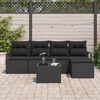 vidaXL Sofa Set mit Kissen mit Speicher 6 pcs Schwarz Poly-Rattan