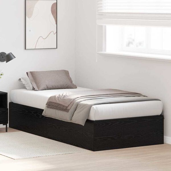 vidaXL Aufbewahrungsbettgestell Schwarz Eichen-Optik 70 x 190 cm