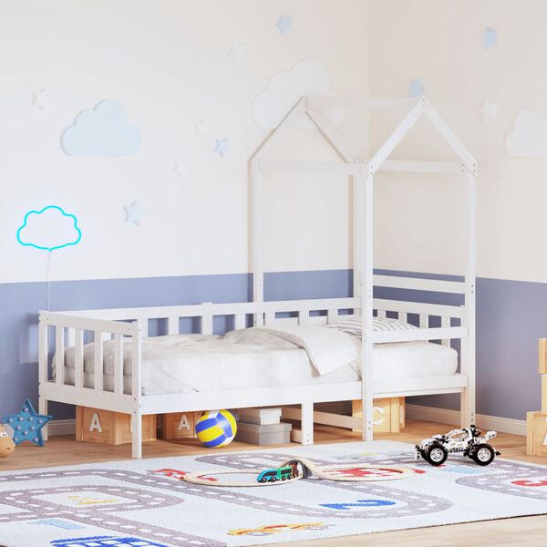 vidaXL Tagesbett mit Dach Wei&szlig; 90x190 cm Massivholz Kiefer