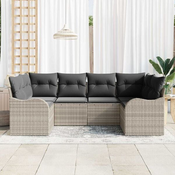 vidaXL Gartensofa-set Hellgrau Poly-Rattan