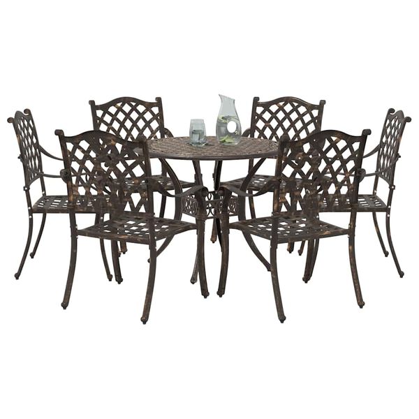 vidaXL Garten Essgruppe 7 pcs Bronze Aluminium