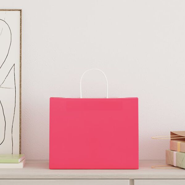 vidaXL Papiertragetaschen 250 Stk. mit Henkeln Rosa 32x22x24 cm