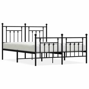 vidaXL Bettgestell mit Kopf- und Fu&szlig;teil Metall Schwarz 140x190 cm