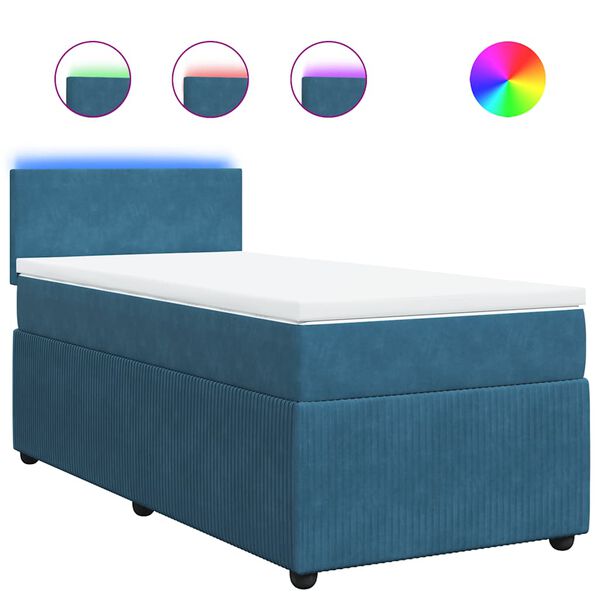 vidaXL Boxspringbett mit Matratze Blau 80x200 cm Samt