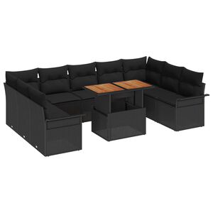 vidaXL Garten-Sofa-Set mit Speicher 10 pcs Schwarz Poly Rattan