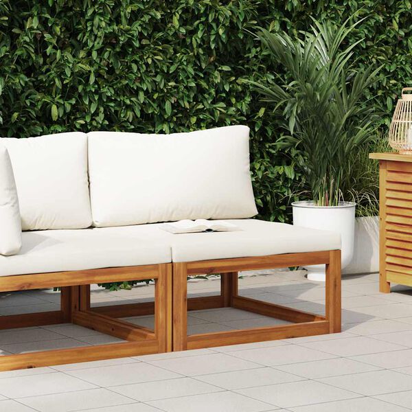 vidaXL Modular-Mittelsofa mit Cremewei&szlig;en Kissen Akazie Massivholz