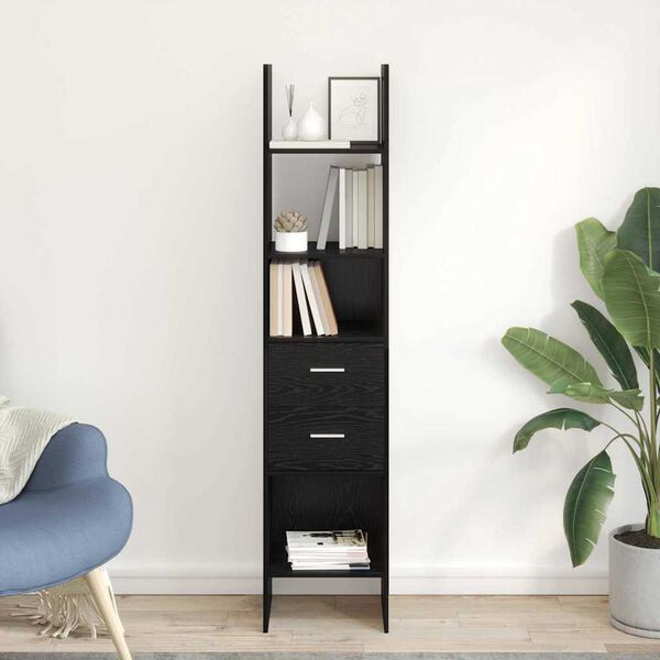 vidaXL B&uuml;cherregal Schwarz Eichen-Optik 40 x 35 x 180 cm Holzwerkstoff