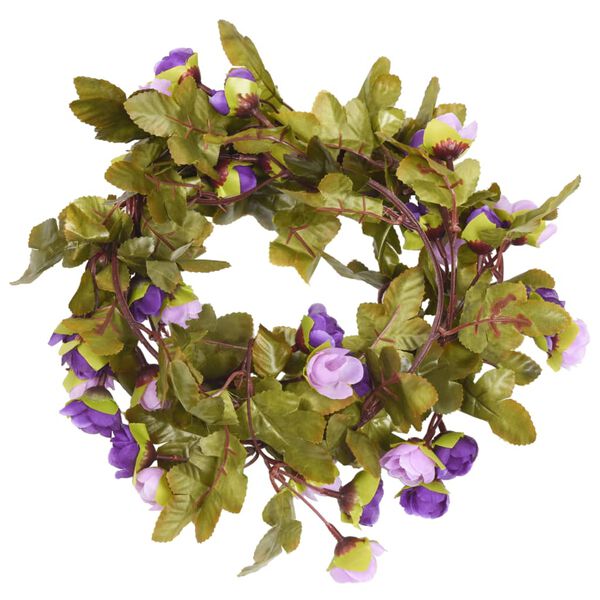 vidaXL Weihnachtskr&auml;nze Blumen 6 Stk. Helllila 215 cm