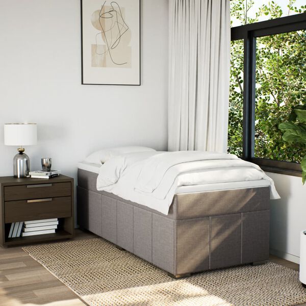 vidaXL Boxspringbett mit Matratze Taupe 80x200 cm Stoff