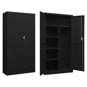 vidaXL Schlie&szlig;fachschrank Schwarz 90x40x180 cm Stahl