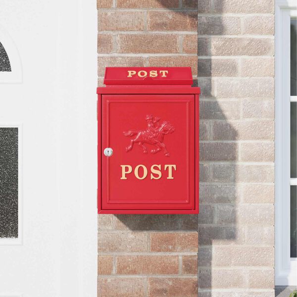 vidaXL Wandmontierter Briefkasten Rot 29 x 13 x 41 cm Gussaluminium