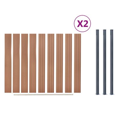 vidaXL Zaunelement-Set Braun 353x186 cm WPC