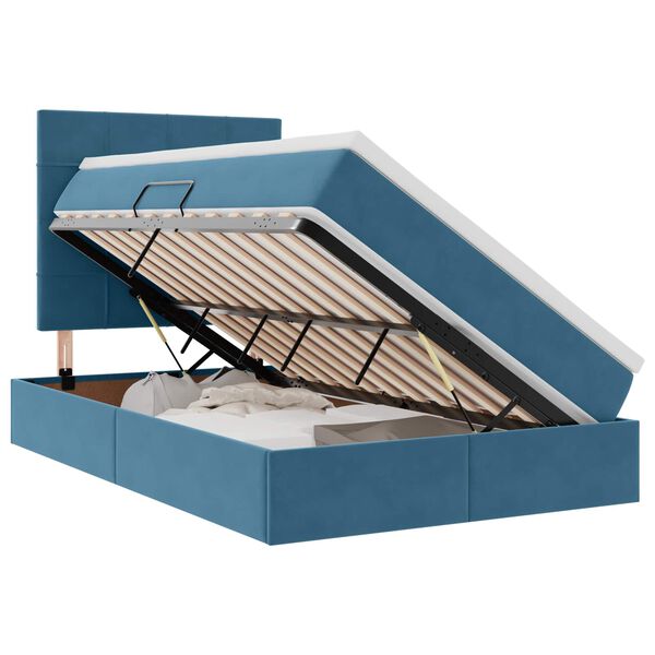 vidaXL Bett mit Stauraum und LED mit Matratze Blau 120 x 190 cm Samt