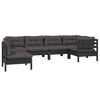 vidaXL 6-tlg. Garten-Lounge-Set mit Kissen Schwarz Kiefernholz