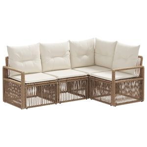 vidaXL Gartensofa-set 4 stk. Beige Poly-Rattan