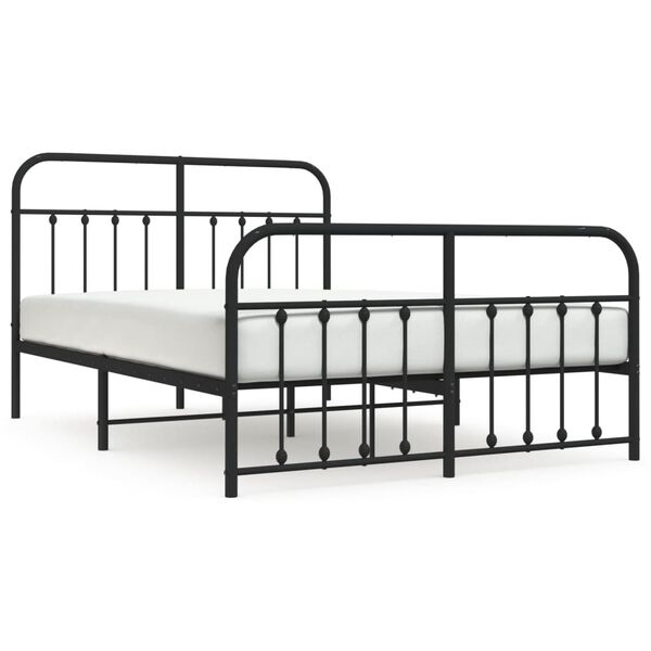 vidaXL Bettgestell mit Kopf- und Fu&szlig;teil Metall Schwarz 140x200 cm