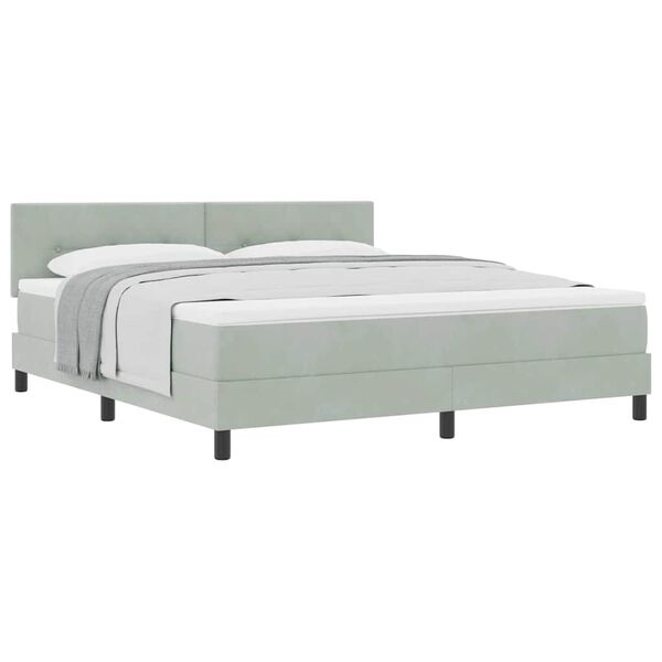 vidaXL Boxspringbett mit Matratze Hellgrau 180 x 200 cm Stoff