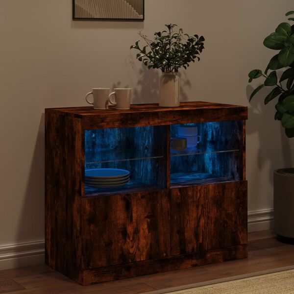 vidaXL Sideboard mit LED-Leuchten R&auml;uchereiche 81x37x67 cm
