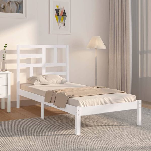 vidaXL Massivholzbett ohne Matratze Wei&szlig; 75x190 cm