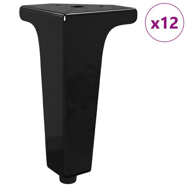 vidaXL M&ouml;belbeine 12 pcs Schwarz 54,1 x 54,1 x 100 mm Eisen