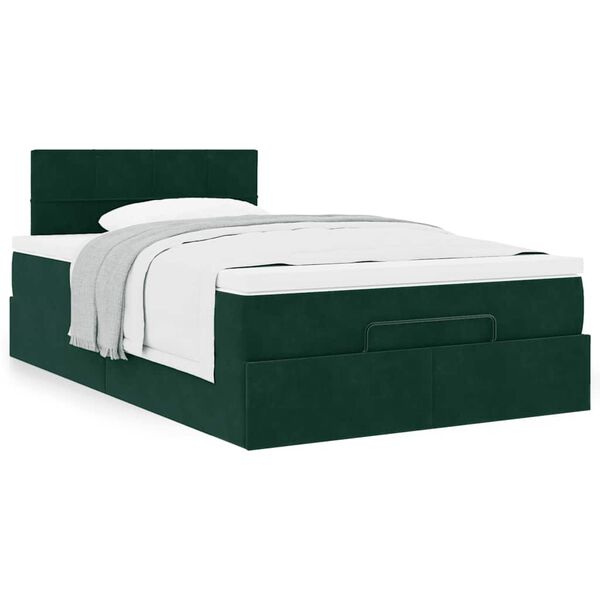vidaXL Ottoman-Bett mit Matratze Dunkelgr&uuml;n 120x190 cm Samt