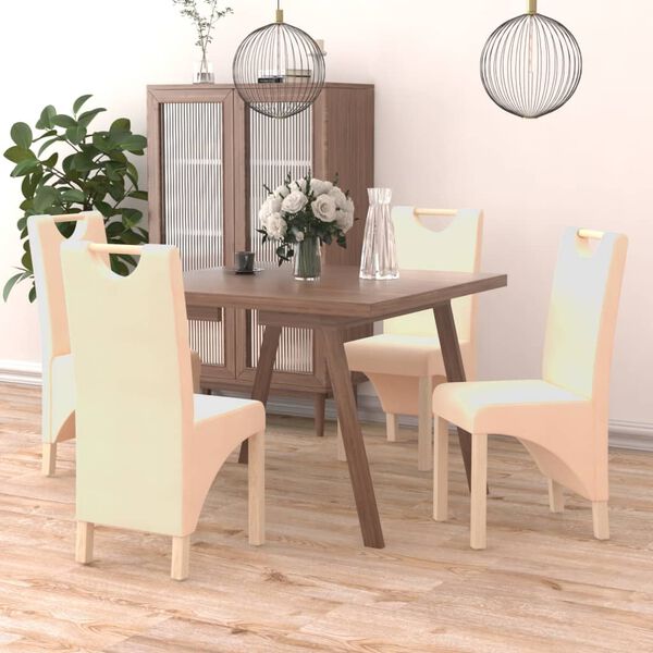 vidaXL Esszimmerst&uuml;hle 4 Stk. Creme Stoff
