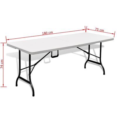 vidaXL Klappbarer Gartentisch mit 2 Bänken HDPE 180 cm Weiß
