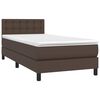 vidaXL Boxspringbett mit Matratze & LED Braun 90x190 cm Kunstleder