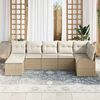 vidaXL Garten-Sofa-Set mit Kissen 7 pcs Beige Poly Rattan